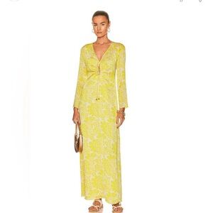 Alexis Elmina Satin Dress Size Small in Lemon Begonia color